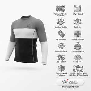 High Quality Oem Rash Guard Sublimation Surf Swim Outdoor Rash Guard Surfing Diving <b>Compression</b> <b>Shirts</b> Surfing Rash Guard - Product Image 5