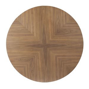 Tavolino da Caffè Rotondo in MDF Noce 53.14 con Funzioni per Tè e Relax, Montaggio Facile, Gambe Incrociate e Base in Metallo - Product Image 3