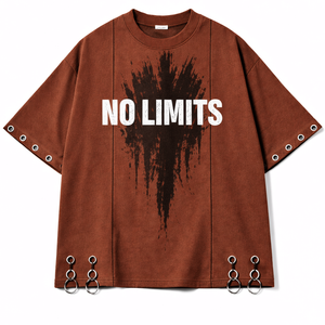 เสื้อยืดสตรีทแวร์ทรงโอเวอร์ไซส์ลายกราฟิกผ้าคอตตอนหนานุ่มสไตล์วินเทจฟอกสีพร้อมห่วงโลหะแฟชั่น - Product Image 3
