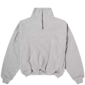 Sudadera de hombre con media cremallera, oversize, manga regular, cuello alto, informal, para invierno, de algodón tejido, color liso - Product Image 1