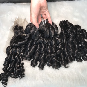 Finger Curly Weft <b>Hair</b> Extensions Remy Vietnamese 100% Human <b>Hair</b> Double Drawn Pure Raw Unprocessed Virgin Raw <b>Hair</b> - Product Image 4