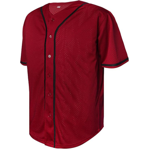 Maillot de baseball rouge pour homme, manches courtes, maille respirante, boutons sur le devant, coupe classique, vêtements de sport pour adultes - Product Image 2