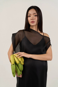 Simple Summer Silk Regular Sleeve Crew Neck Voile Stripes Loose Straight Casual <b>Dresses</b> - Product Image 5