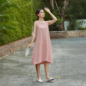 Women <b>Boho</b> Cotton Linen Blend Maxi <b>Dress</b> Dusty Pink Sleeveless Loose Fit Flowy Casual Summer <b>Long</b> <b>Dress</b> - Product Image 3