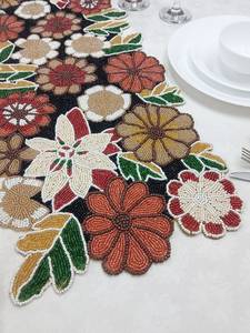 Handmade Luxury Floral Beaded Eco-Friendly Table <b>Runner</b> Oriental Design Fabric Mats & Pads Red <b>Green</b> Decorative - Product Image 2