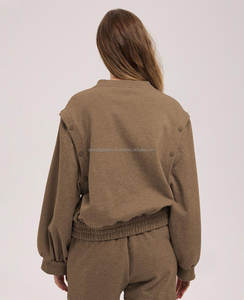 Hot Sale Women's Winter Jogger Sweatshirts Custom Logo Wholesale Breathable Cotton Long Sleeved Jacquard Technique Hooded Collar - Product Image 2