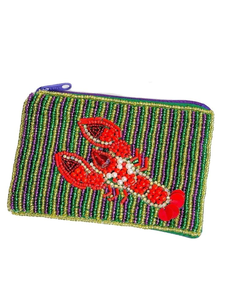 Mini sac à monnaie en perles et sequins, motif fleur de lys et pompon, pour le Mardi Gras, Good Times Roll, d'Inde - Product Image 2