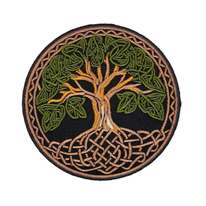 Parche Bordado Circular con Diseño de Bandera, Estilo Vintage Ecológico, Insignia de Tela para Coser, Diseño Personalizado - Product Image 1