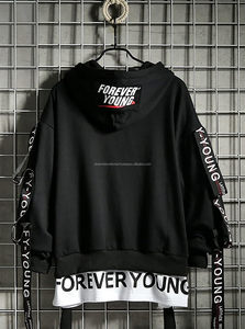 Sudadera con capucha para hombre con estampado de letras Techwire Casual HipHop cordón elástico letras serpentinas combinadas con dobladillo impreso - Product Image 2