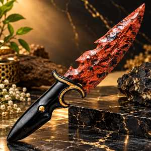 Cuchillo de Obsidiana de Caoba Natural de 10 Pulgadas, Hecho a Mano, para Rituales, con Mango Negro y Dorado, Decoración de Altar para Brujería, Coleccionable Gótico - Product Image 6
