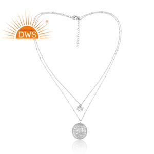 Ensemble rond design fait main breloque double chaîne pendentif collier fabricant de bijoux personnalisés - Product Image 4