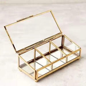 Handmade Metal Glass Jewelry Storage Organizer <b>Box</b> for Rings <b>Earrings</b> Necklace Accessories - Product Image 1
