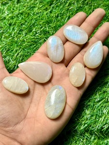 Lote de Piedras Preciosas Sueltas de Piedra Lunar Africana Blanca Natural con Brillo Azul, Corte Cabujón para Joyería DIY, Anillos y Colgantes - Product Image 2