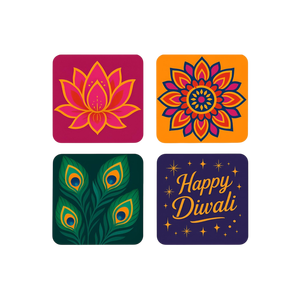 Juego de Posavasos Coloridos de MDF Lacado Hechos a Mano, Resistentes al Calor, para Regalo de Diwali, Decoración del Hogar, Vajilla - Product Image 1