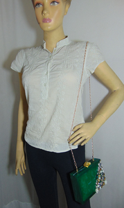 Bolso de Mano de Diseño para Mujer, en Resina Verde Mármol, Ecológico, Hecho a Mano, con Correa de Hombro de Gamuza, Forro de Algodón, para Primavera - Product Image 5