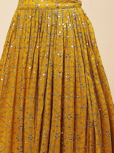 <b>Sequin</b> Embroidered Lehenga Set Pink <b>Crop</b> <b>Top</b> Pleated Maxi Skirt Wedding Festival Dress - Product Image 6