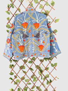 เสื้อแจ็คเก็ตผ้าฝ้ายปักลายดอกไม้ด้วยมือ แขนยาว คอจีน ไซส์ใหญ่ สำหรับผู้หญิง สไตล์พรีเรียชิค ใส่ได้ในฤดูใบไม้ผลิ - Product Image 2