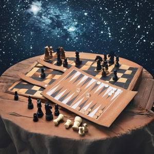 3-in-1 Premium Foldable Vintage Leather Backgammon Set Unique Board Game Design Stylish <b>Chess</b> Board <b>Gift</b> Idea for Outdoor Party - Product Image 6