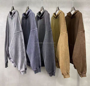 High Street Loose ins chaqueta retro Sudadera con capucha vintage lavado casual hombres y mujeres Sudadera con capucha de peso pesado - Product Image 1