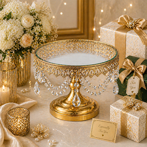 Gold Metal Wedding Cake <b>Stand</b> Dessert Display <b>Stand</b> with <b>Crystal</b> Hanging Cupcake <b>Stand</b> for Event Decoration Bulk - Product Image 4