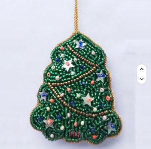 Adorno Navideño de Mariposa Bordada a Mano con Cuentas de Cristal y Zari, Decoración Festiva Iluminada en Rosa, Adorno Colgante - Product Image 5