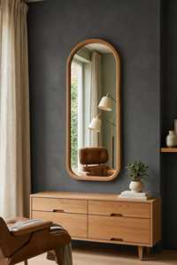 Modern Pill Shape Solid Wood <b>Wall</b> <b>Mirror</b> Oval Capsule Natural Timber Frame Bathroom Vanity <b>Mirror</b> Elegant Home Decor Artwork HDs - Product Image 3