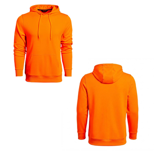 <b>Men's</b> <b>Orange</b> Hooded Fleece <b>Sweatshirt</b> Regular Fit Solid Color Casual Pullover with Front Pocket Autumn Wear - Product Image 3