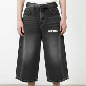 Pantalones Cortos Vaqueros de Mezclilla de 14oz de Alta Calidad, Hechos a Medida OEM/ODM, con Efecto Desgastado, Bordado y Parches, Largos - Product Image 1