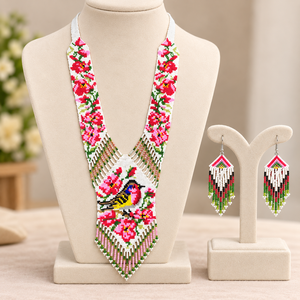 Conjunto de Collar y Aretes con Diseño Floral Étnico Chapado en Oro de 18k para Mujer, Estilo Vintage, para Fiestas y Eventos - Product Image 2