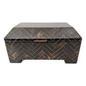 Caja de Joyería Rectangular Estilo Vintage con Incrustaciones de Cuerno de Búfalo, con Tapa, Patrón de Cuerno Marrón, Estuche de Almacenamiento para Vajilla y Decoración del Hogar - Product Image 3