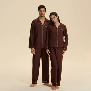 New Design Bamboo Cotton Men's Pajama Set Loungewear <b>Pyjamas</b> Adult Comfy Lounge Wear Set <b>Pyjamas</b> Couple Sleepwear Set - Product Image 4