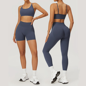 Ensembles de sport décontractés 4 pièces pour femmes, personnalisés, côtelés, imprimé animal, séchage rapide, pour la gym, l'entraînement, le fitness et le yoga - Product Image 4