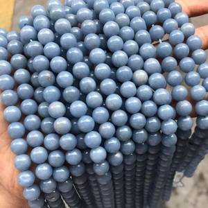 Natural Blue Angelite Smooth Gemstone Beads Loose Strand Jewelry Making Wholesale Supplier ZUBEDA GEMS JEWELLRY IGI Certified - Product Image 2