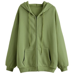 Sudadera con Capucha Extra Grande para Mujer, con Cierre, Color Gris Sólido, Tejido de Algodón, Informal, para Otoño, Largo Regular, Manga Larga - Product Image 2
