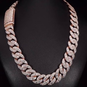23mm Lab Grown Diamond Cuban Chain 925 <b>Silver</b> VVS Iced Out Rose Gold Plated Hip Hop Luxury <b>Necklace</b> Pass Tester Bulk Customized - Product Image 6