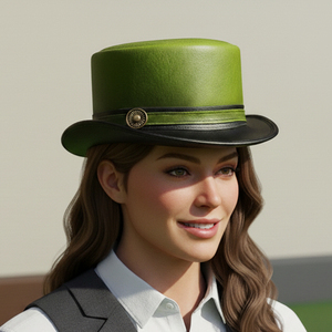Premium quality custom made Handmade Unisex Green Leather Top <b>Hat</b> <b>Steampunk</b> Gothic Cosplay <b>Hat</b> - Product Image 4