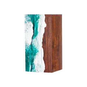 Handcrafted Rosewood Cremation Urn Ocean Wave Resin Art for human madium size 9x5.5 inches urn <b>box</b> - Product Image 6