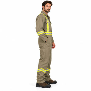 Combinaison 100% coton, logo personnalisé, vêtements de travail OEM, vente en gros d'usine, combinaisons de travail respirantes, combinaisons de sécurité industrielles pour hommes - Product Image 2