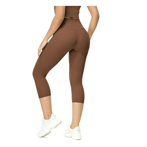 Pantalons de yoga sexy ajustés Capri avec logo personnalisé pour femmes, vente en gros en vrac, leggings respirants à taille haute en spandex pour femmes - Product Image 6