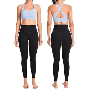 Latest Design Good Quality Breathable Lightweight Women's Yoga Set Arrival Solid Pattern Full Length Front Seamless Plus Size - Product Image 5