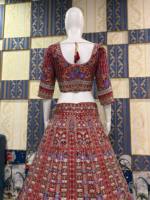 Lehenga Choli évasé de 4 mètres de qualité exceptionnelle, en satin de soie, orné de sequins et de broderies, dernière collection, tenue de mariée traditionnelle pour fêtes.