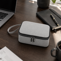 Sac de rangement ignifuge pour batterie externe, organisateur d'électronique en toile 12 oz avec poches en filet, étui de voyage portable