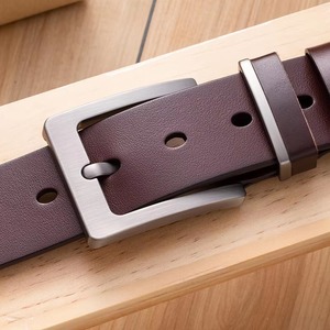 New Black Brown <b>Cow</b> Hide Casual Durable & Waterproof Alloy Buckle Pin Belt for Men - Product Image 5