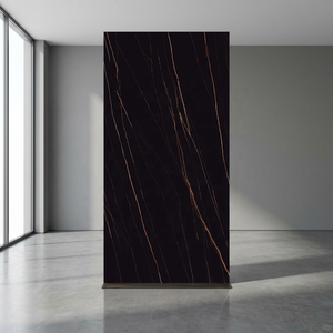 Dynamic Gold 160x320cm Carrelage de sol en pierre frittée en porcelaine noire 12mm Aspect marbre Utilisation en extérieur - Product Image 3