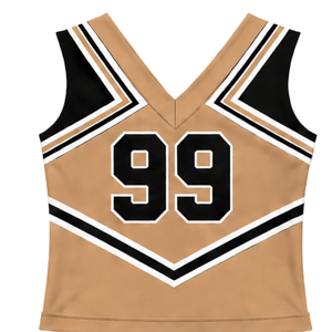 Haut d'uniforme de cheerleading marron clair sans manches à col en V pour femmes et filles, idéal pour les spectacles de danse en équipe et les compétitions - Product Image 2