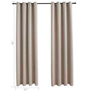 Rideaux occultants en tissu beige 54"x95" avec anneaux, lot de 2 pièces - Product Image 5