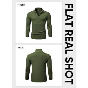 2025 hommes décontracté à manches longues quart Zip câble tricot pull pull col montant Anti-rides caractéristique pour l'automne/hiver - Product Image 6