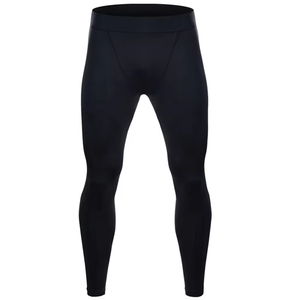 Men Compression <b>Pants</b> Full Length Solid Color <b>Spandex</b> Nylon Elastic Waistband - Product Image 2