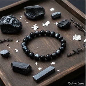 Pulsera de Obsidiana Plateada Natural Hecha a Mano, Pulsera de Cristal Curativa con Propiedades Protectoras para Regalo - Product Image 4