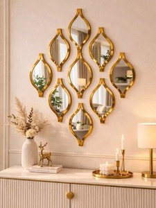 Miroir mural rond en argent, design traditionnel, écologique, pièce d'art décorative pour mariage, emballage individuel - Product Image 2